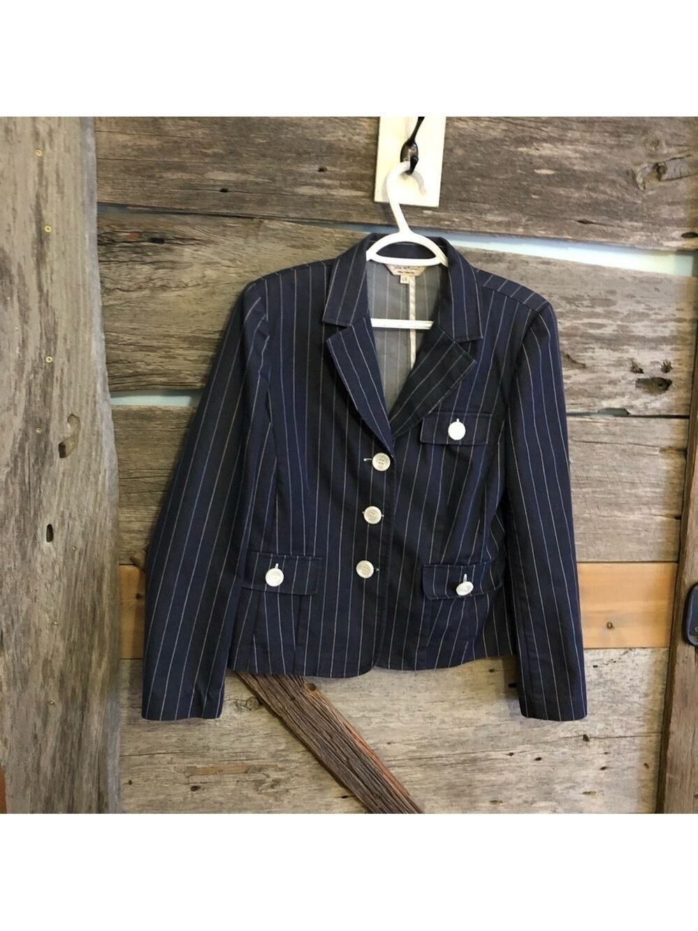 Julie Mitchell Size Large Navy/White Pinstripe Blazer